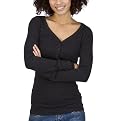 Mossimo Supply Co. Juniors V-Neck Henley Top - Heather Gray
