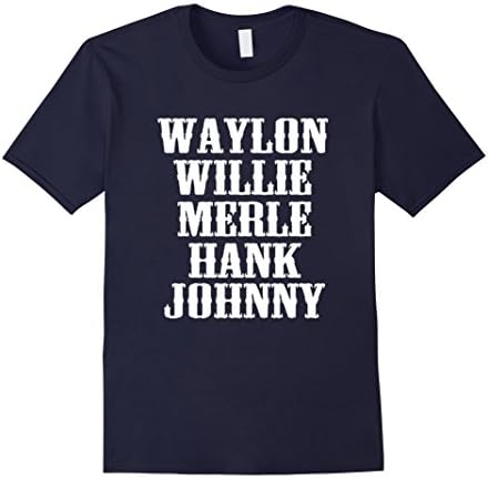 Men's Waylon  Willie  Merle  Hank  Johnny  T-shirt XL Navy