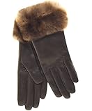 Fratelli Orsini Women's Italian Orylag Rabbit Fur Cuff Cashmere Lined Winter Leather Gloves