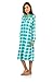 Casual Nights Women's Plaid Long Nightgown Long Sleeve Zip Up Lounger Dress