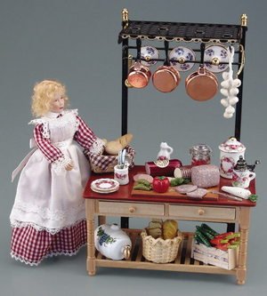 Childrens Toyshop  Toys : Reutter Porcelain Miniature Kitchen Rack with Accessories