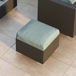 Urbana All-Weather Wicker Outdoor Ottoman with Sunbrella Canvas Spa (5413-0000) Cushions