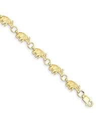 7 Inch 14k Gold Elephant Bracelet