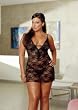 Stretch Lace and Scallop Lace trim sleepwear babydoll with low back