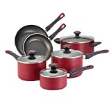 Farberware 21391 High Performance Dishwasher Safe Nonstick 10-Piece Cookware Set Red Discount