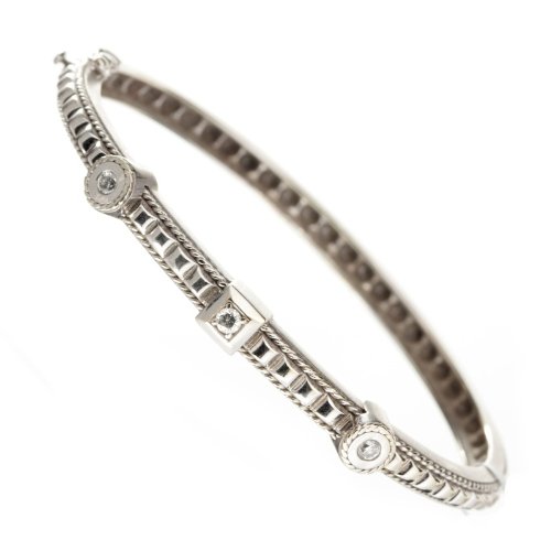 Rare Retro 18K Белое Золото с бриллиантами Bangle Bracelet 
