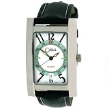 Colibri Unisex Sainless Rectangular Watch With Black Leather Strap PWW095000