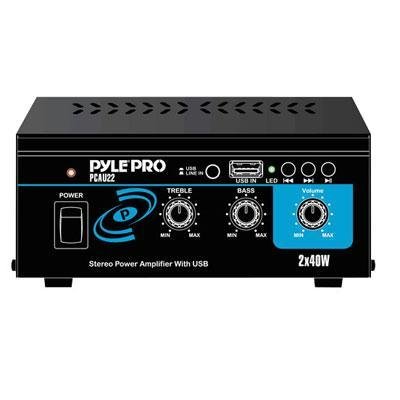 Pyle Home PCAU22 Mini 2x40 Watt Stereo Power Amplifier with USB Input