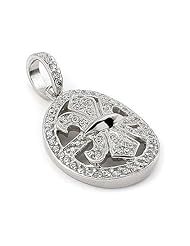 Sterling Silver Fleur De Lis Pendant With Cubic Zirconia