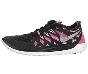 Nike Kids Free 5.0 (GS) Black/Mtllc Silver/Pnk Glw/Wht Running Shoe 4.5 Kids US