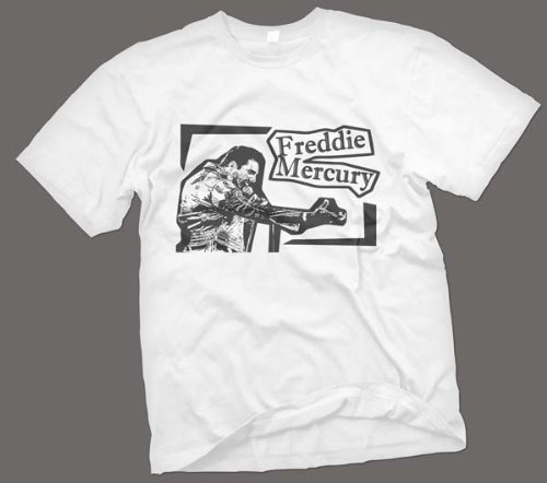 Freddie Mercury Queen BW T Shirt M Blue