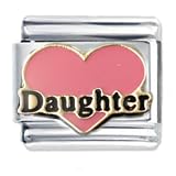 Pink Daughter Heart Enamel Italian Charm - fits Nomination Classic Bracelet - (Exclusive to Amazon)