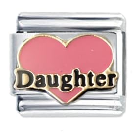 Pink Daughter Heart Enamel Italian Charm - fits Nomination Classic Bracelet - (Exclusive to Amazon)