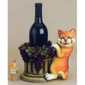 Red Tabby DLH Cat Wine Bottle Holder with Stopper by Direct Connections