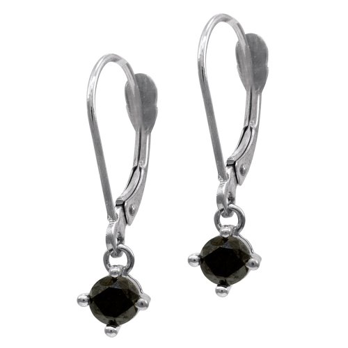 14k White or Yellow Gold Black Diamond Earrings (3/8 cttw)