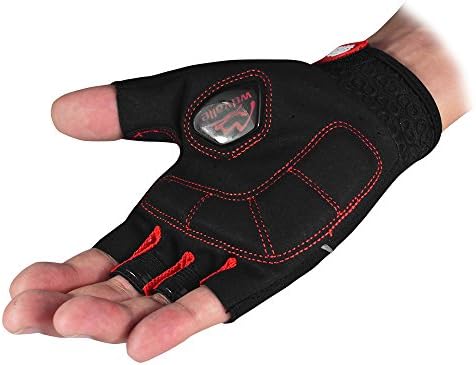 Wdvalle Cycling Gloves for Men's Bike Bicycle Gel Pad Half Finger Gloves with Ultra Breathable Gel Pad and Anti-slip (Red, Xl)