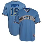MLB Men's Yount Milwaukee Brewers RC Synthetic Replica Jersey,Columbia Blue, Medium