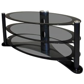 Icon Oval 4250 - Premium Glass Stand For LCD & Plasma TV Up to 50" - High Gloss Black