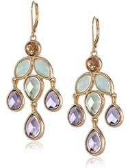 Anne Klein "Secret Garden" Gold-Tone Green Multi-Large Chandelier Drop Earrings