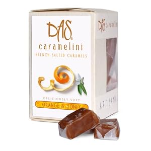 All Natural Fleur de Sel Caramels- Orange and Honey, 4 Oz. Box by Das Caramelini