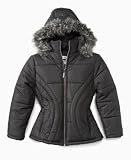 KC Collections Girls Quilted Jacket with Faux Fur Trim