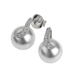 ZEEme Pearls Ohrstecker aus weissen Glasperlen und Zirkonias 358220034