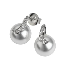 Zeeme Perles - 358220034 - Boucles d'Oreilles Femme - Perles - Argent 925/1000 - Oxyde de Zirconium - Blanc