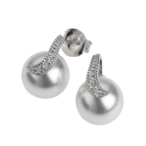 ZEEme Pearls Ohrstecker aus weissen Glasperlen und Zirkonias 358220034 Preisvergleich