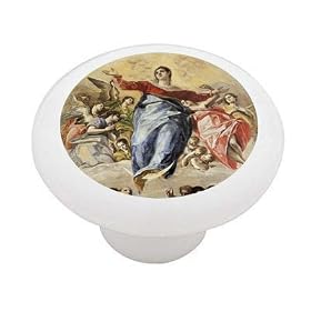 Assumption of the Virgin by El Greco Decorative High Gloss Ceramic Drawer Knob