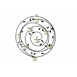 Anchor Home Collection 16-Inch Round Black Metal Leaf Wall Sconces with 8 Glass Tealight... by Anchor Hocking