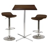 Winsome Kallie Square Pub Table with 2 Air Lift Wood Seat Stools, 3-Piece