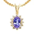 14K Yellow Gold Tanzanite and Diamond Pendant