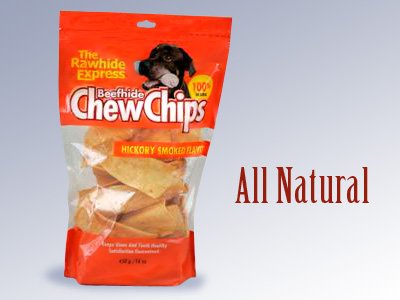 The Rawhide Express Beefhide Chew Chips Hickory Flavored 1 Pound Bag (Makes a Great Reward or Treat)