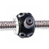 Pandora Style Charm Bead (Z49) Murano Lampwork Glass (12mm x 10mm) (fits Troll too)
