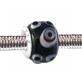 Pandora Style Charm Bead (Z49) Murano Lampwork Glass (12mm x 10mm) (fits Troll too)