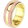 Spikes Womens Stainless Steel Gold IP Pink Enamel Band Ring