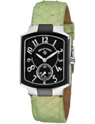 Philip Stein Womens 21TB-FB-SLMG Classic Green Snake Leather Strap Watch