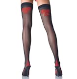 Sheer Cuban Heel Stockings With Back Seam And Woven Bows