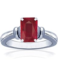 14K White Gold Emerald Cut Ruby Solitaire Ring
