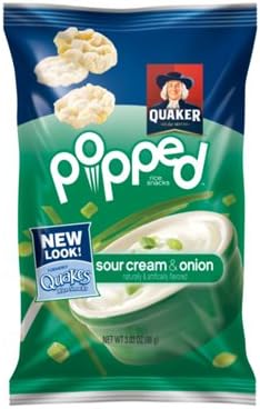 Quaker, Popped!, Sour Cream & Onion, 3.03oz Bag (Pack of 4)