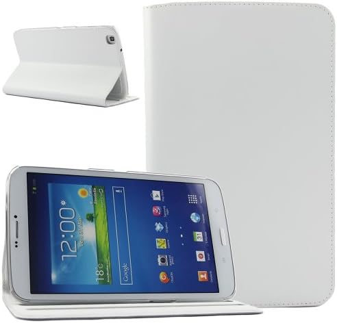 Ultra Protective Book Style Leather Multi Function Smart Flip Stand Pouch With Auto Sleep / Wake And Magnetic Stand Function Case Cover Holster For Samsung Galaxy Tab 3 8.0 Inch SM-T310/ SM-T311 P8200 Tablet - Genuine Leather, White ,Slim