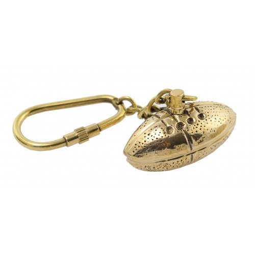 Football Solid Brass Keychain, 4.5-inch (Makes a Great Ornament)