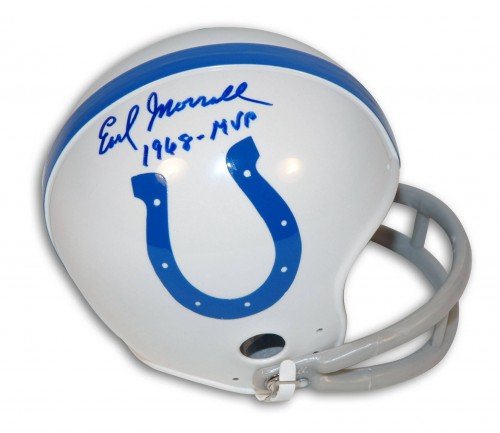 Earl Morrall Autographed/Hand Signed Baltimore Colts Mini Helmet with 1968- MVP Inscription