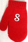Red Magic Mitten with Customer Chosen Pink Monogrammed Letter for Infant Girls Ages 0-2 Years