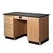 Diversified Woodcrafts 1216KF-R Solid Oak Wood Instructors Desk with Sink on Right, Flat Epoxy Resin Top, 5' Width