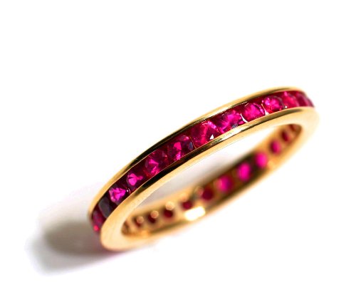 18k Yellow Gold Ruby Set Full Circle Band Ring Size 6 Ct.tw 1.30