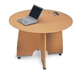 OFM 55129-MAPLE & SILVER 43 Inch Round Conference Table - Maple and Silver