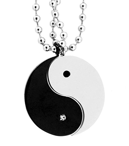 Yin Yang Pair of Necklaces, Couple Necklaces, Best Friend Necklaces (Bling Yin Yang)