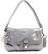 Coach Crinkled Poppy Leather Layla Flap Convertible Shoulder Bag 18160 Silver Metallic