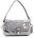 Coach Crinkled Poppy Leather Layla Flap Convertible Shoulder Bag 18160 Silver Metallic